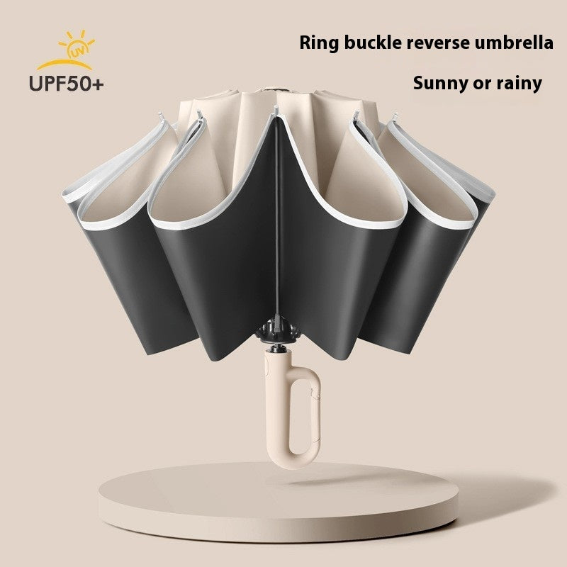 Dual-purpose Automatic Buckle Umbrella Aluminum Bone Folding Business Umbrella