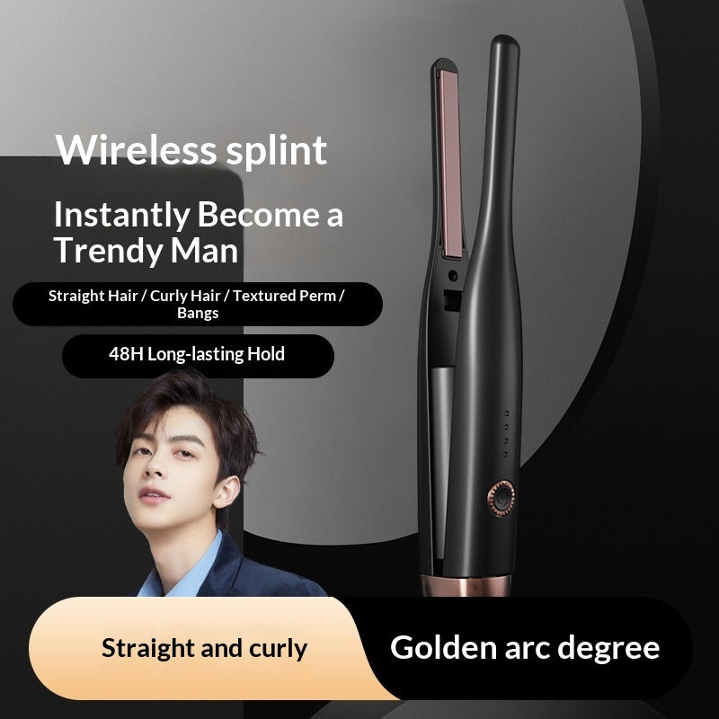 Mens Wireless Mini Hair Straightener And Curling Iron Combo