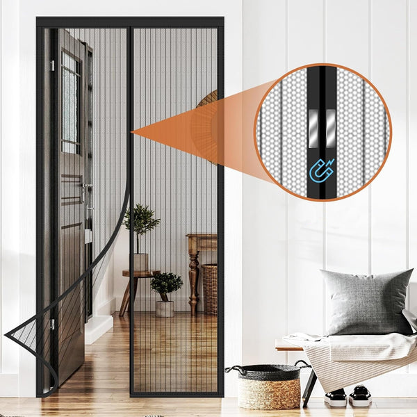 Soft Screen Window Curtain Magnetic Stripe Summer Door Curtain With Velcro Pushpin