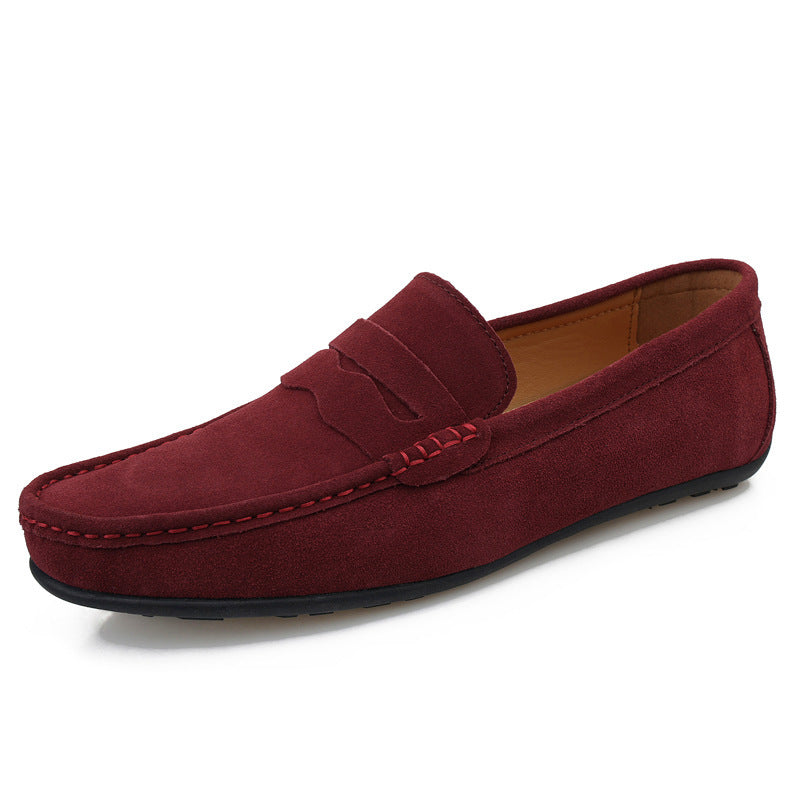 Men's Solid Color Suede Loafers Breathable Comfort Slip-on Flat Shoes