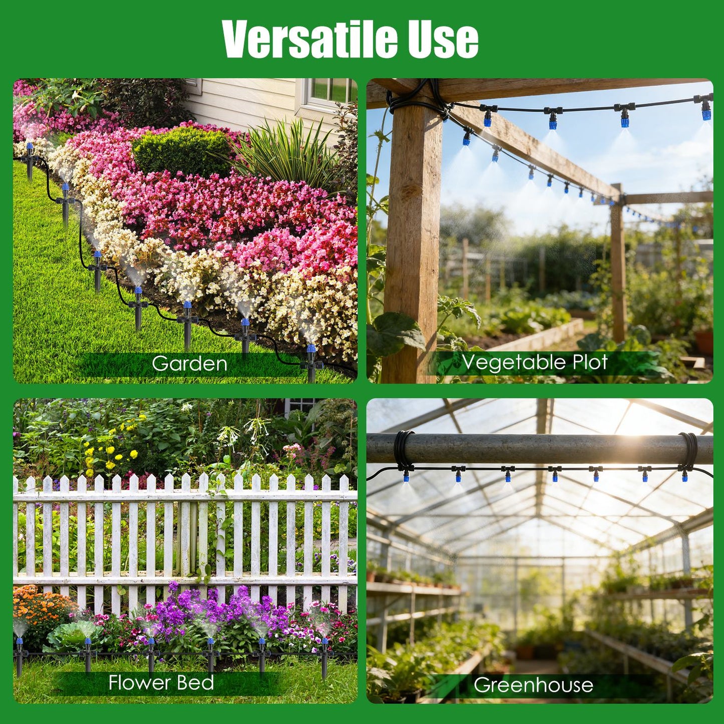 75FT Mist Drip Irrigation System With Adjustable Misting Nozzle Quick Connect Automatic Garden Watering System For Garden Lawn Patio Flower Bed