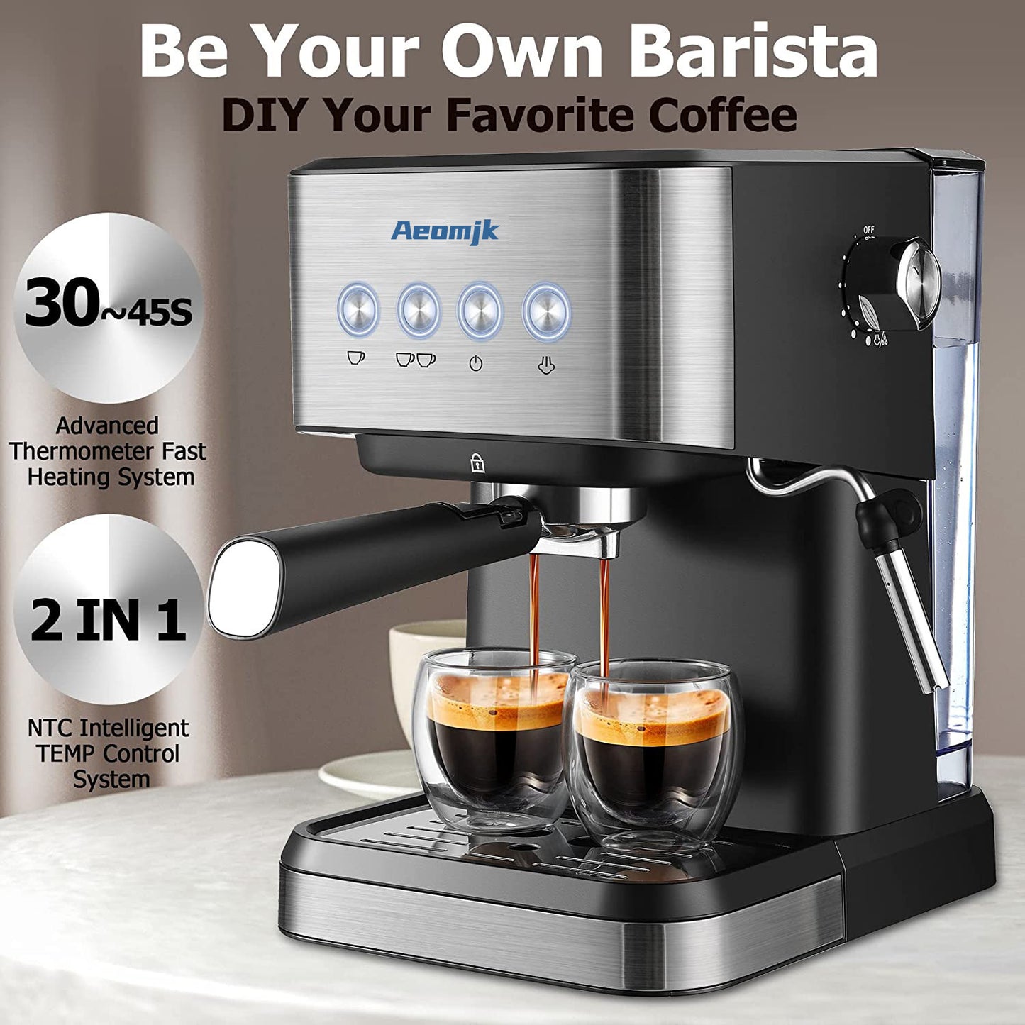 Italian Semi-automatic Concentrated High Pressure Extraction Frothed Milk Coffee Machine