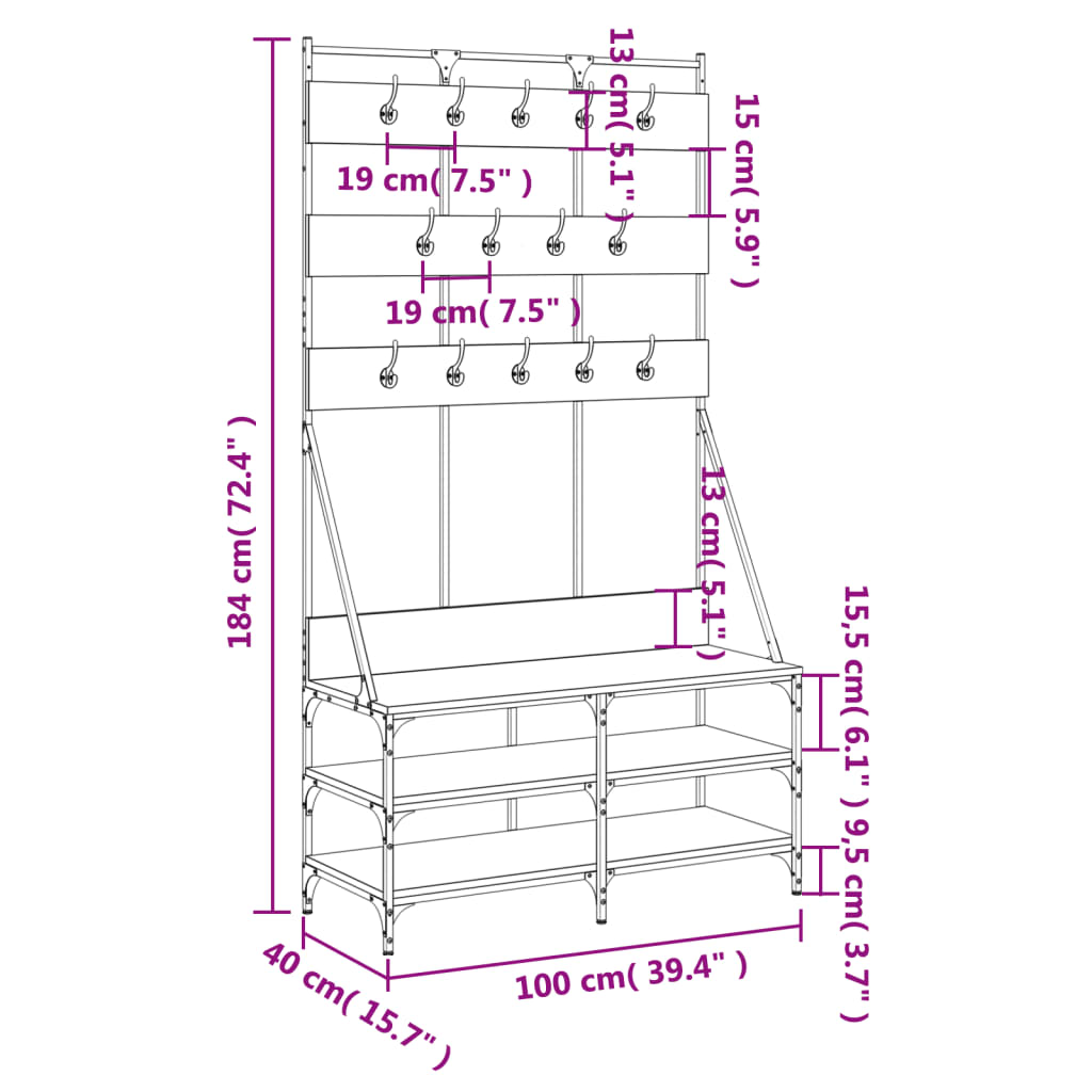 Clothes Rack with Shoe Shelf 100x