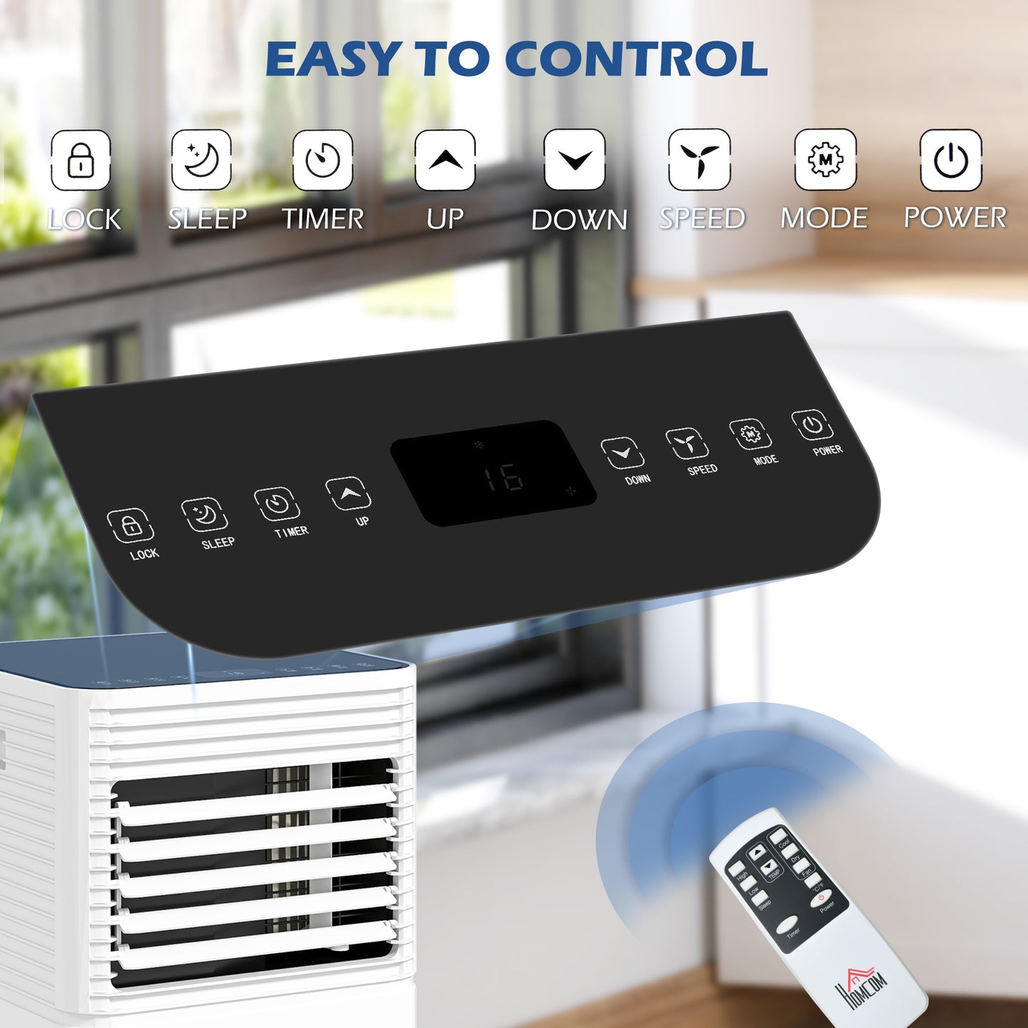 10000 BTU Mobile Air Conditioner for Cooling and Dehumidifying, Remote Control, 24H Timer, LED Display, Black