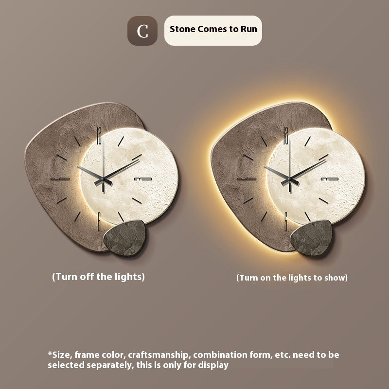 Stone Brings Luck Restaurant Clock Wall Modern Simple