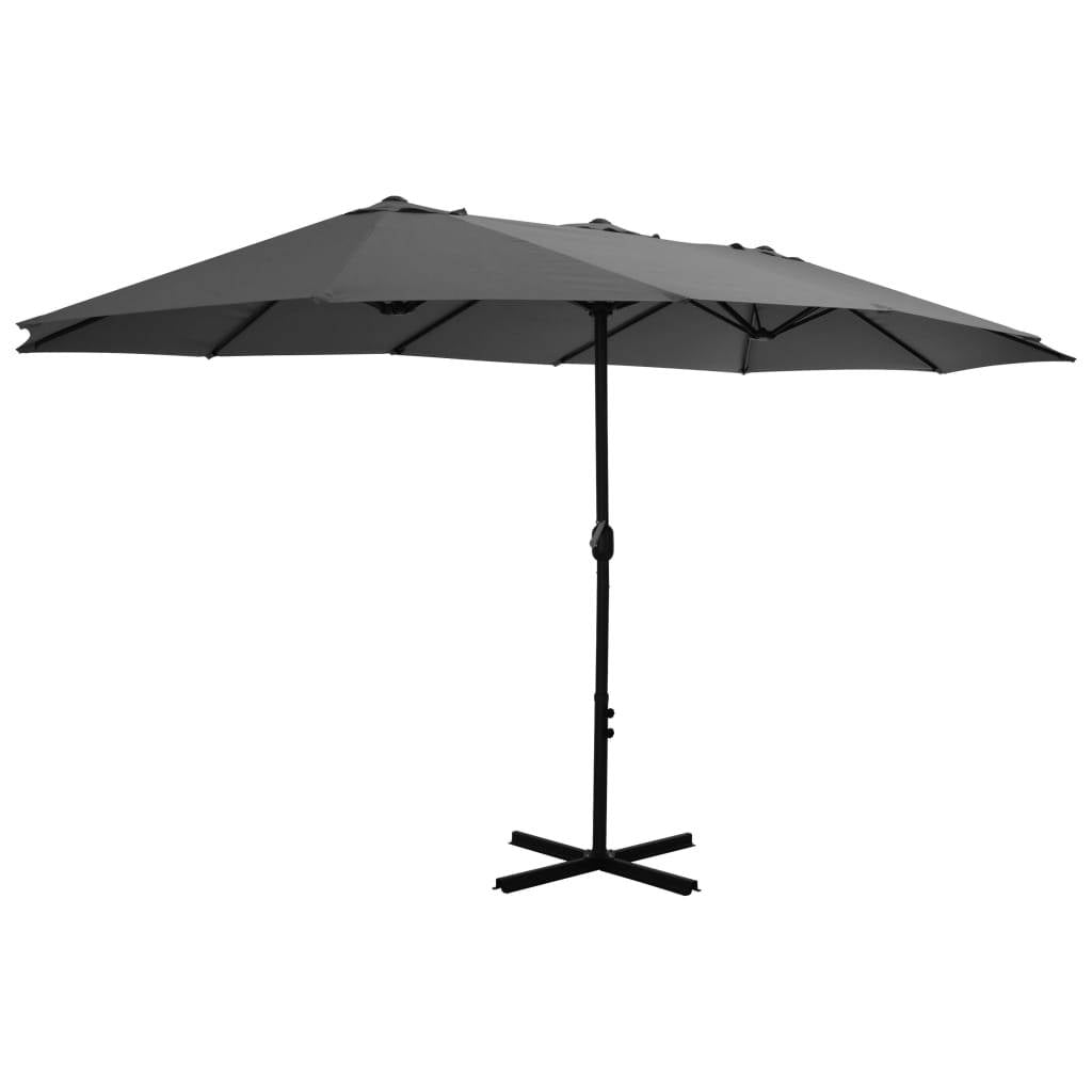 vidaXL Garden Parasol with Aluminum Pole 181.1"x106.3" Anthracite