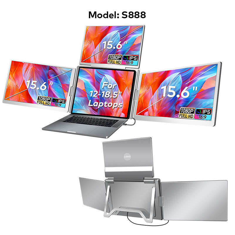 Portable Triple-screen Display Connect Three Screens With A Single Cable Laptop Secondary Display Monitor