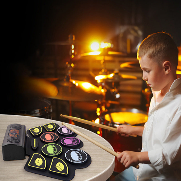 Color Hand Roll-up Drum Kit Portable Hand Roll Drum With Bracket