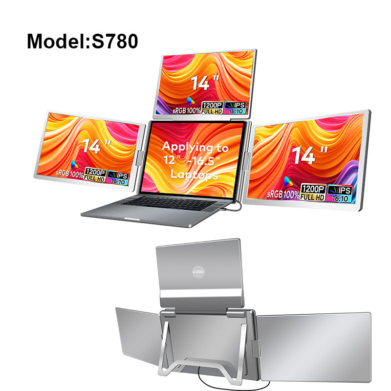 Portable Triple-screen Display Connect Three Screens With A Single Cable Laptop Secondary Display Monitor