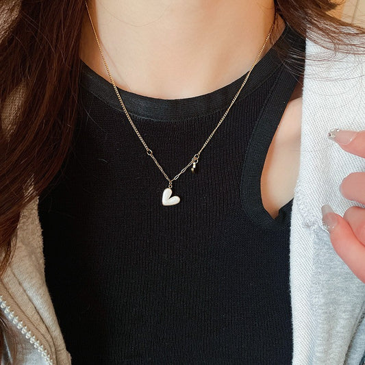 Titanium Steel Stainless Steel Oil Dripping Heart Necklace