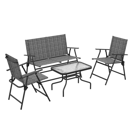 Four-Piece Metal Garden Sofa Set - Mixed Grey
