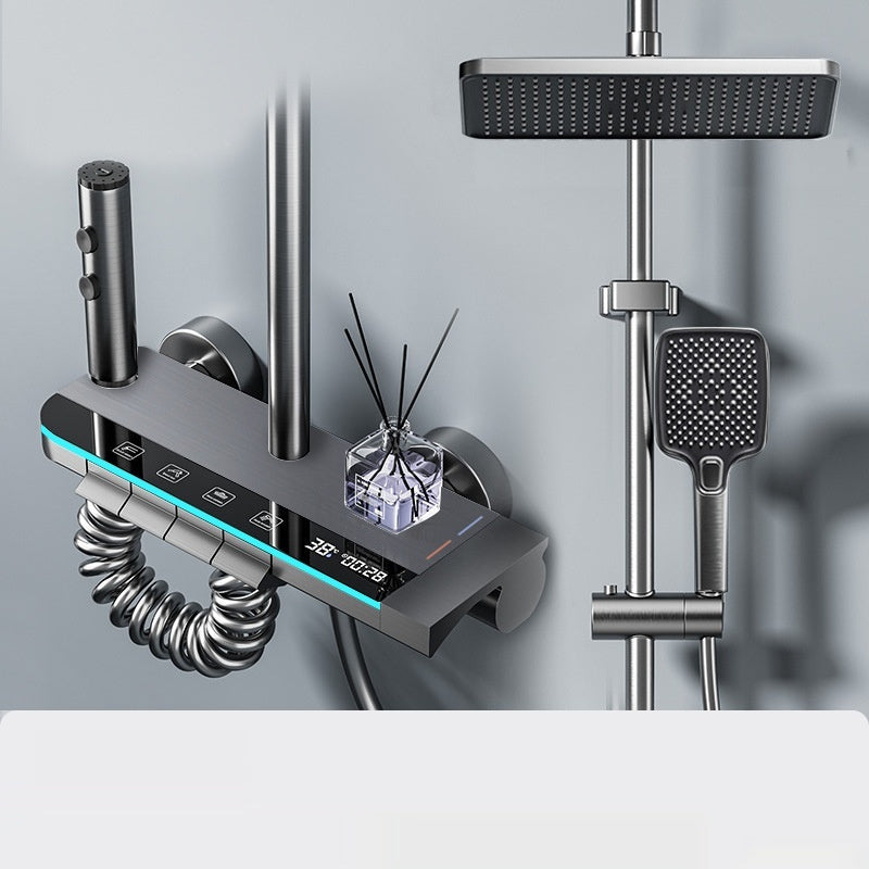 Home Bathroom Booster Gun Gray Constant Temperature Shower Head Set