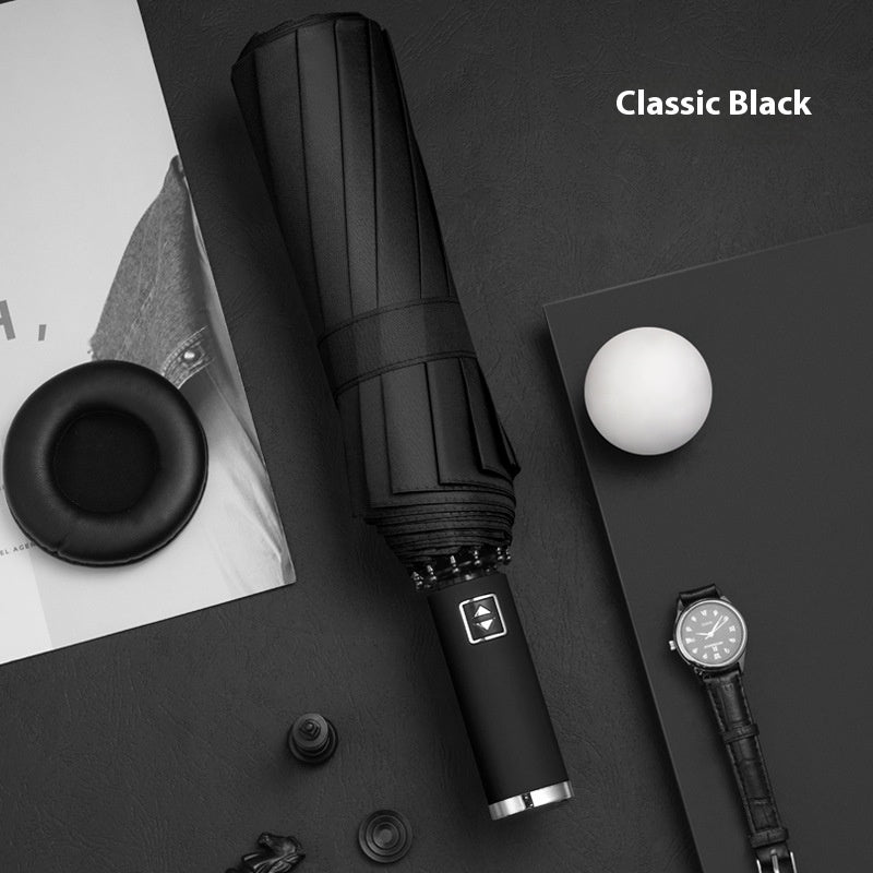 Dual-purpose Automatic Buckle Umbrella Aluminum Bone Folding Business Umbrella