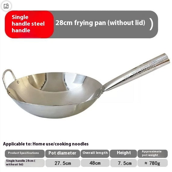Household Quick-fry Pan Gas Stove Round Bottom Uncoated Wok