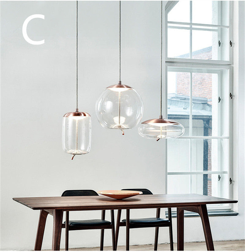 Modern Minimalist Living Room Bar Creative Single Head Glass Chandelier