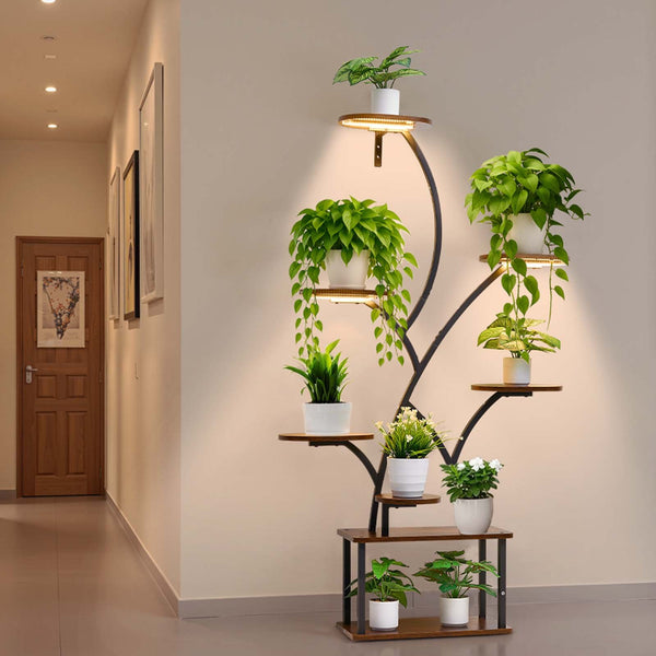 Pflanzenständer Mit Wachstumslichtern 8-stöckiges Pflanzenregal Blumenständer 3 Timer- & 10 Helligkeitsstufen Blumenregal Als Dekoration Für Wohnzimmer & Balkon