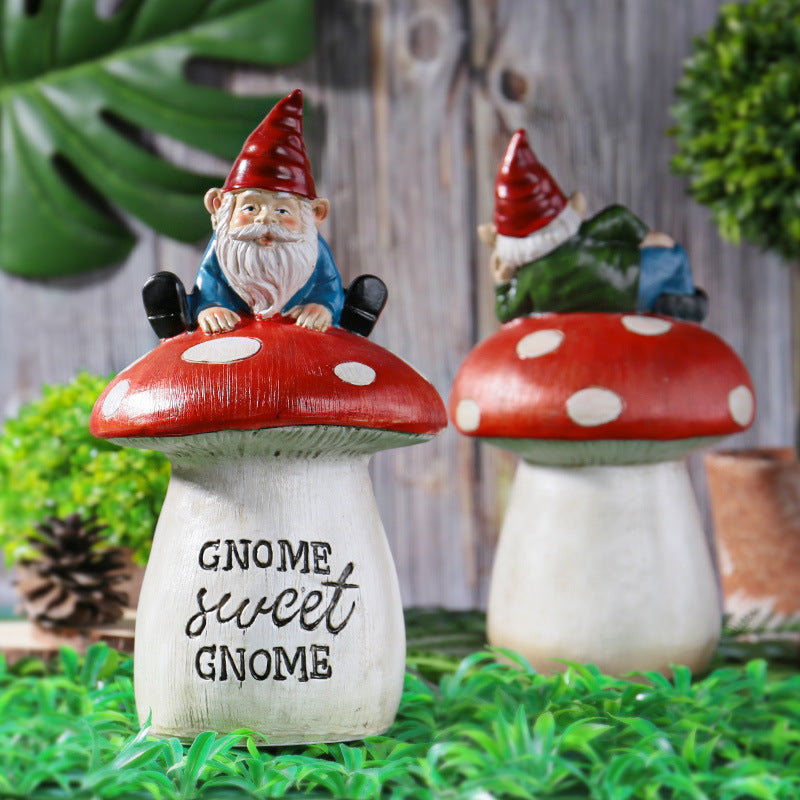 Garden Sitting Mushroom Decoration Garden Courtyard Elf Sculpture Landscape Decorations