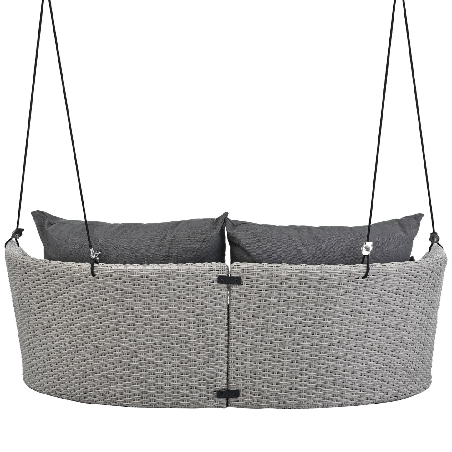 GO 51.9 2-Person Hanging Seat, Rattan Woven Swing Chair, Porch Swing With Ropes, Gray Wicker And C