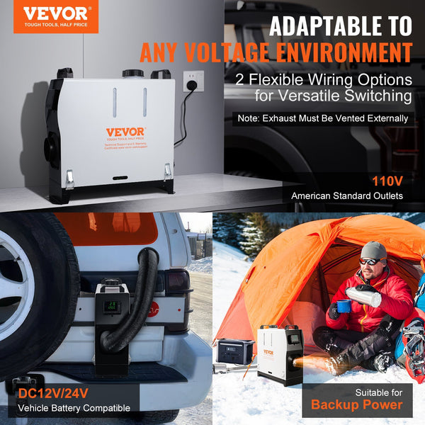 VEVOR 5-8KW Diesel Heater, Diesel Air Heater All In One With Remote Control And LCD Screen, Fast Heating Low Noise, Portable Diesel Heater For Truck Van RV Trailer Camper And Indoors