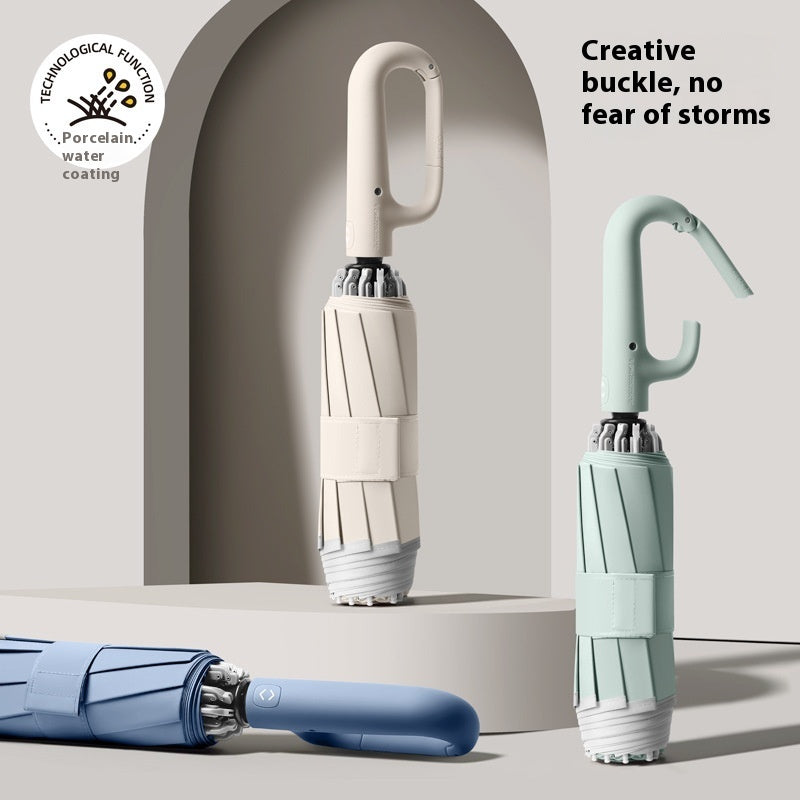 Enlarged And Thickened Fully Automatic Buckle Folding Umbrella