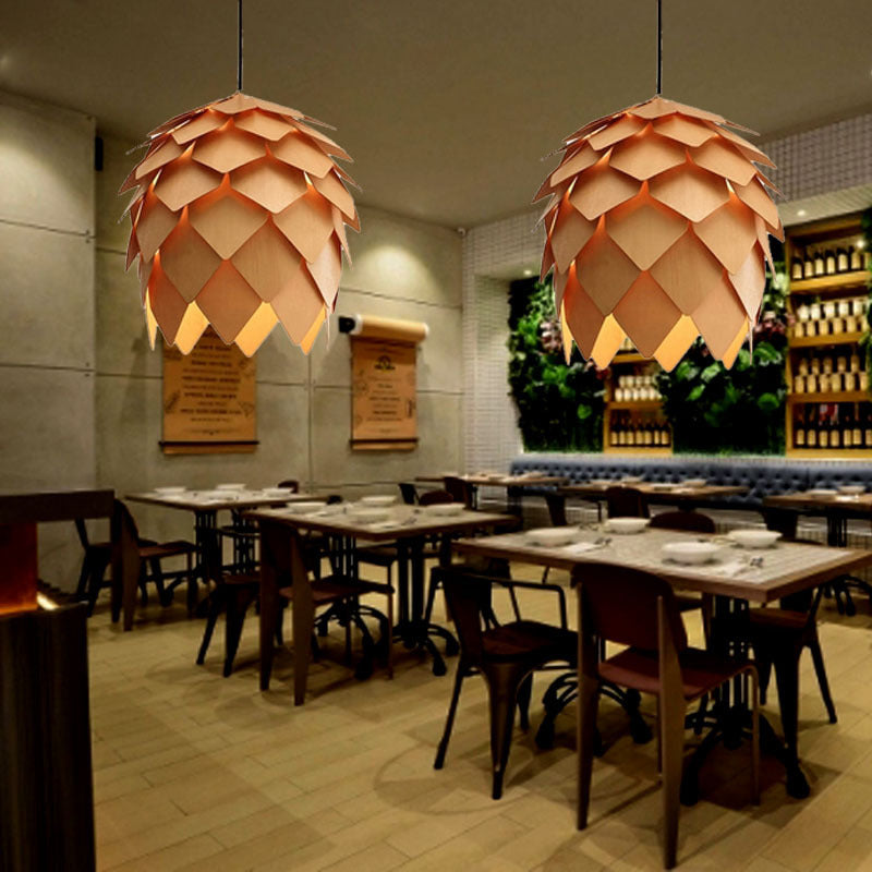 Nordic Wooden Hot Pot Restaurant Bar Chandelier