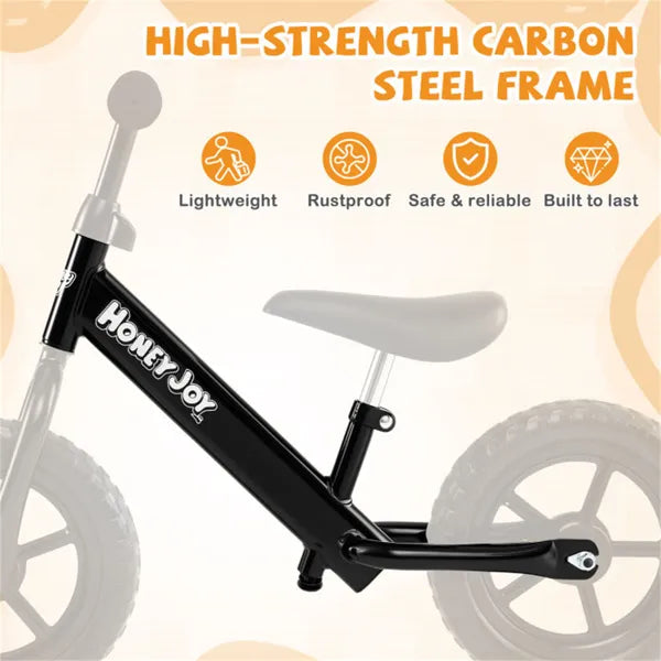 Toddler Balance Bike For 2-5 Years - Adjustable Height, 6.3LBS Lightweight & 11" Foam Tires-Black