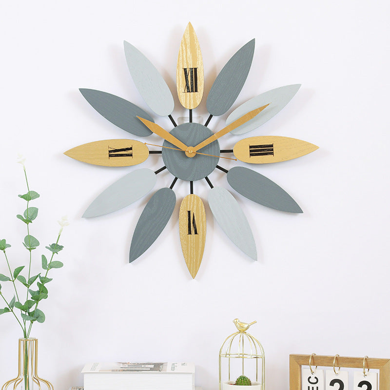 Iron Leaf Wall Clock Bar Decoration Creative Living Room