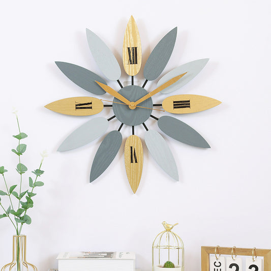Iron Leaf Wall Clock Bar Decoration Creative Living Room