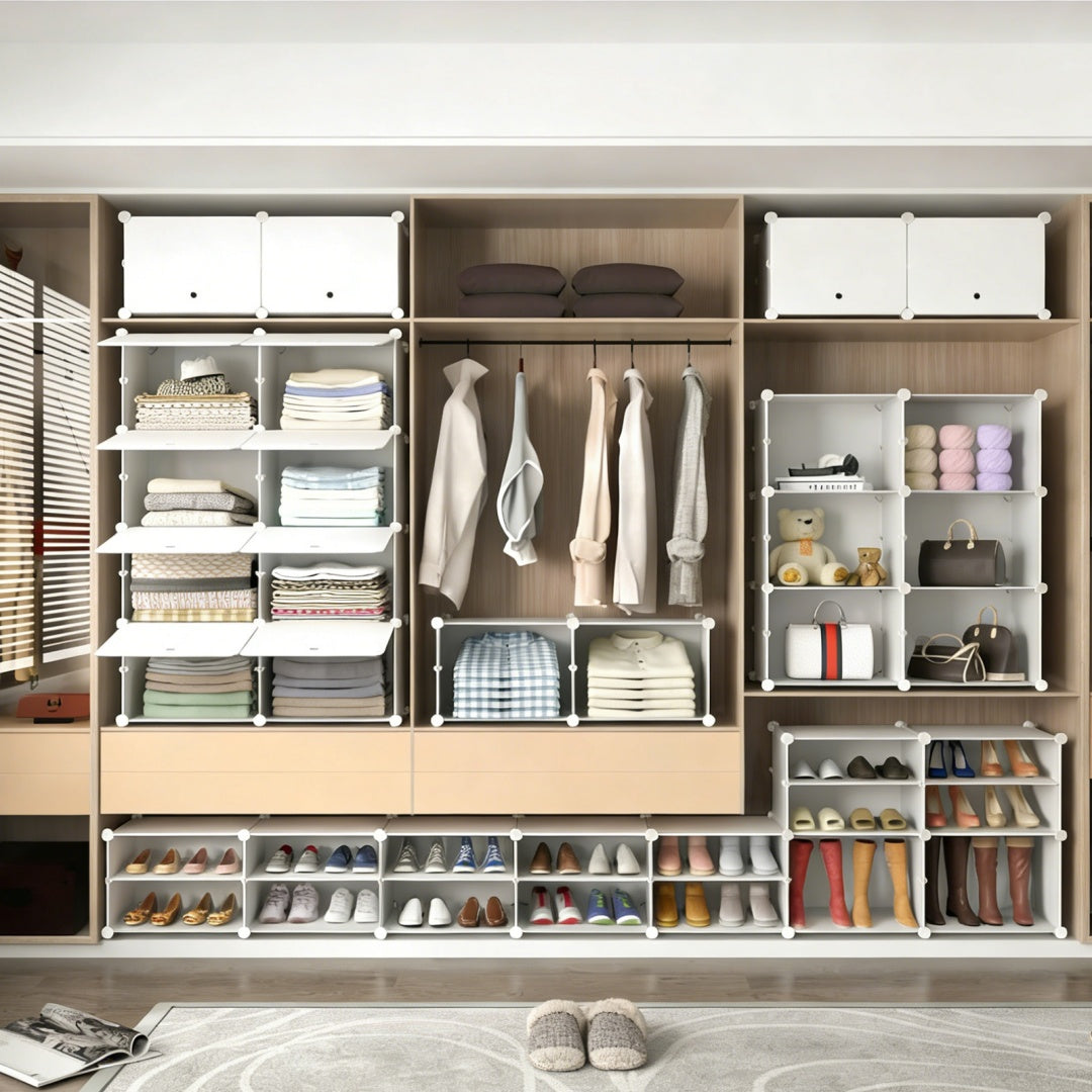 Shoe Rack Storage Cabinet, 8-layer Shoe Storage Cabinet With Door, Stackable And Detachable Shoe Storage Cabinet