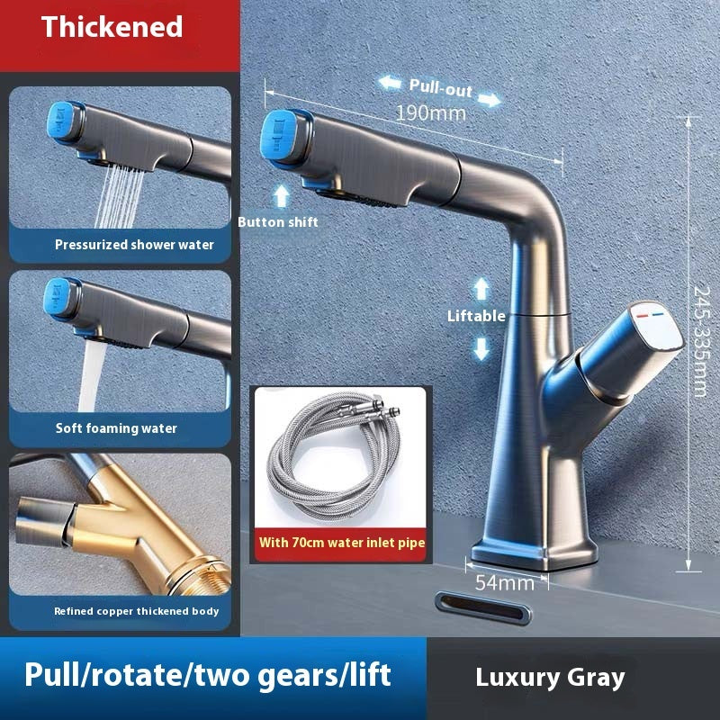 Washbasin Pull-out Faucet Lifting Bathroom Table Hot And Cold