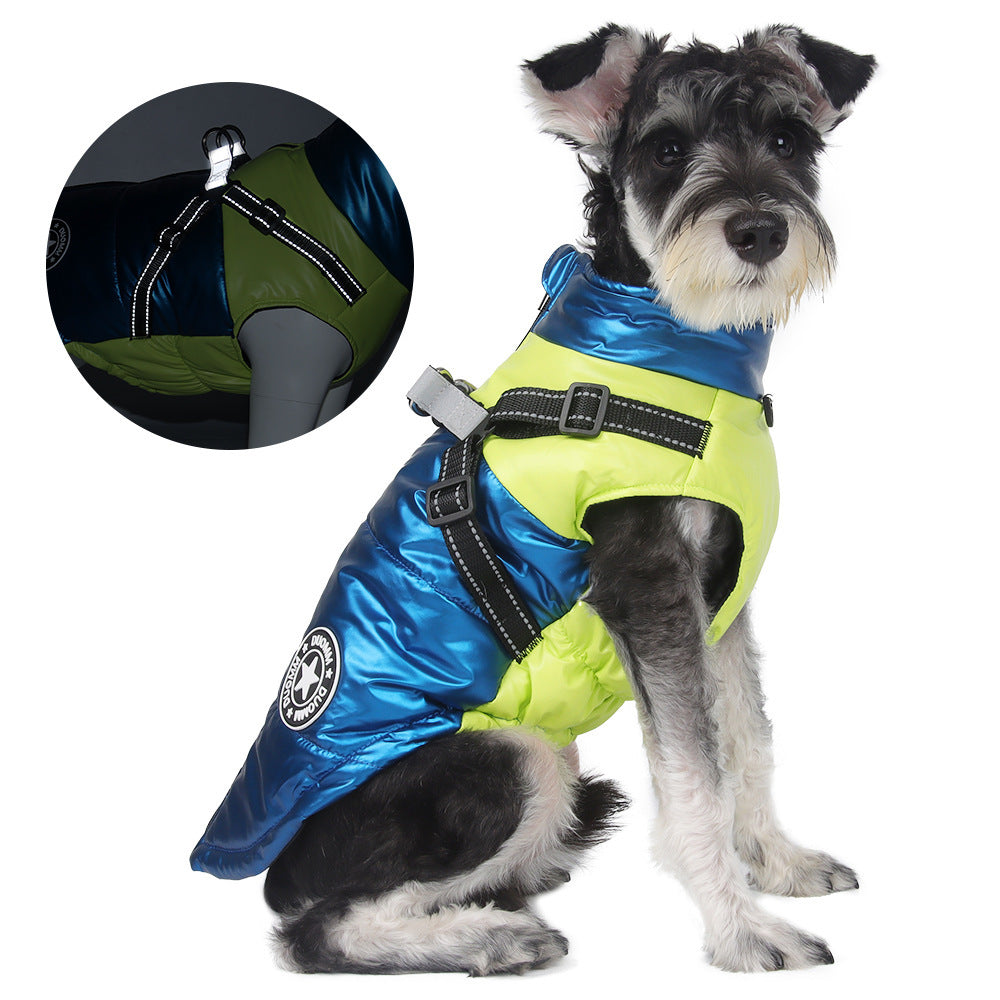 Windproof and warm reflective harness for dogs