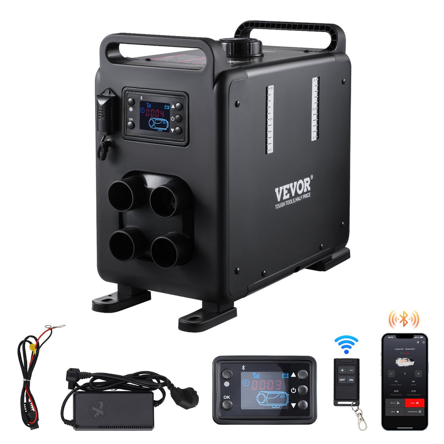 8 KW Dieselheizung 12 V / 24 V All In One Diesel-Luftheizung Mit Bluetooth App-Steuerung & Fernbedienung & Anzeigebildschirm & CO-Alarm, Schnell Aufheizende Vertikale Tragbare Dieselheizung