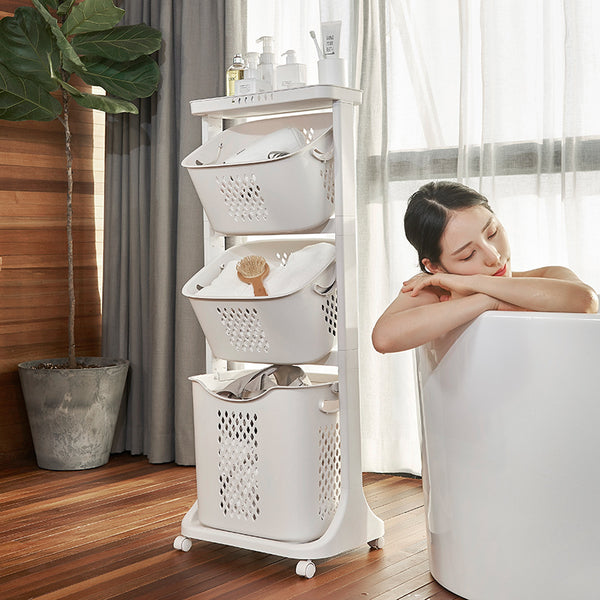 Multifunctional Laundry Basket Mobile Foldable Dirty Clothes Basket Storage Rack