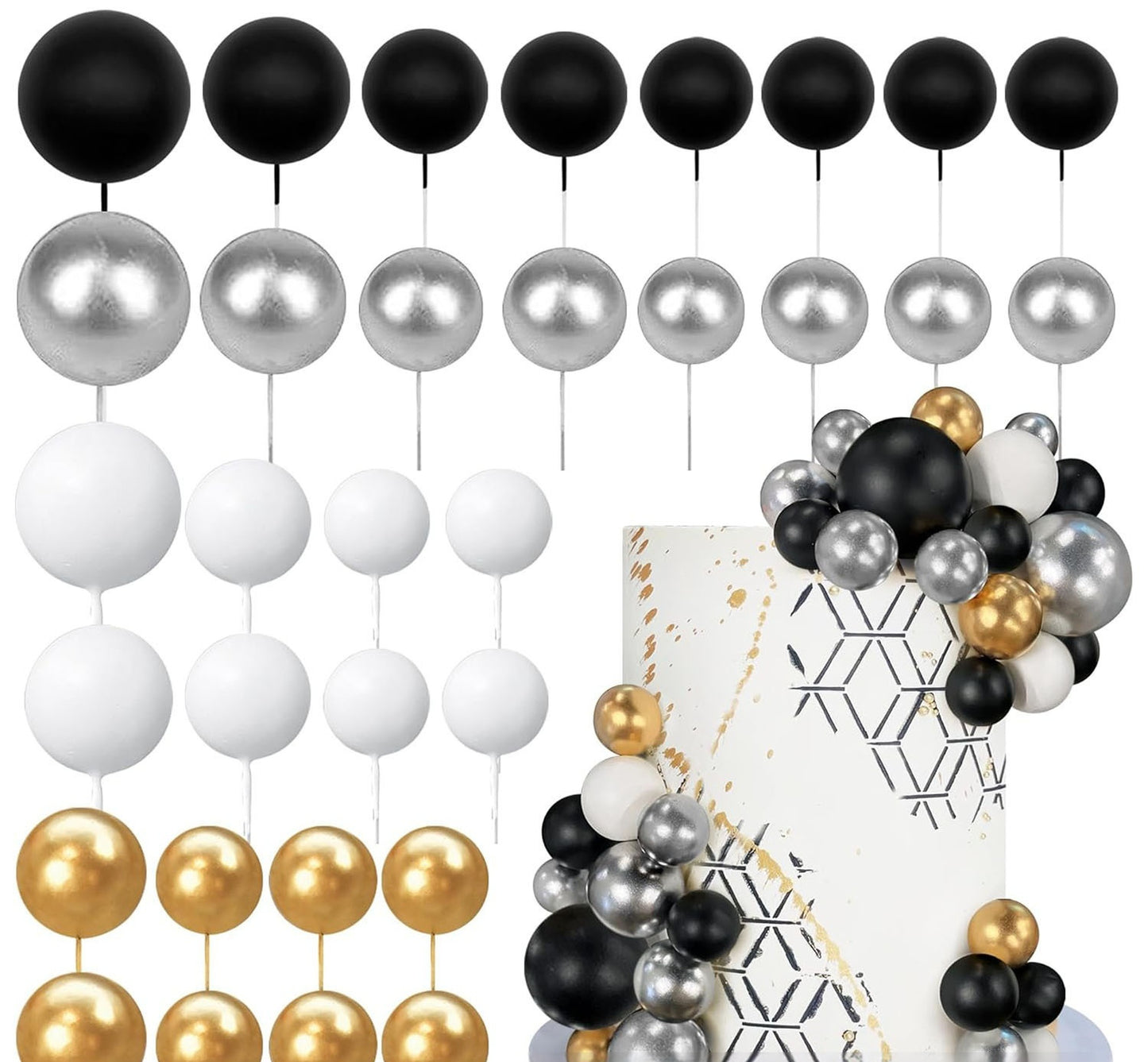 32 Pcsset Colorful Foam Ball Birthday Cake Decoration Multi-style Plug-in