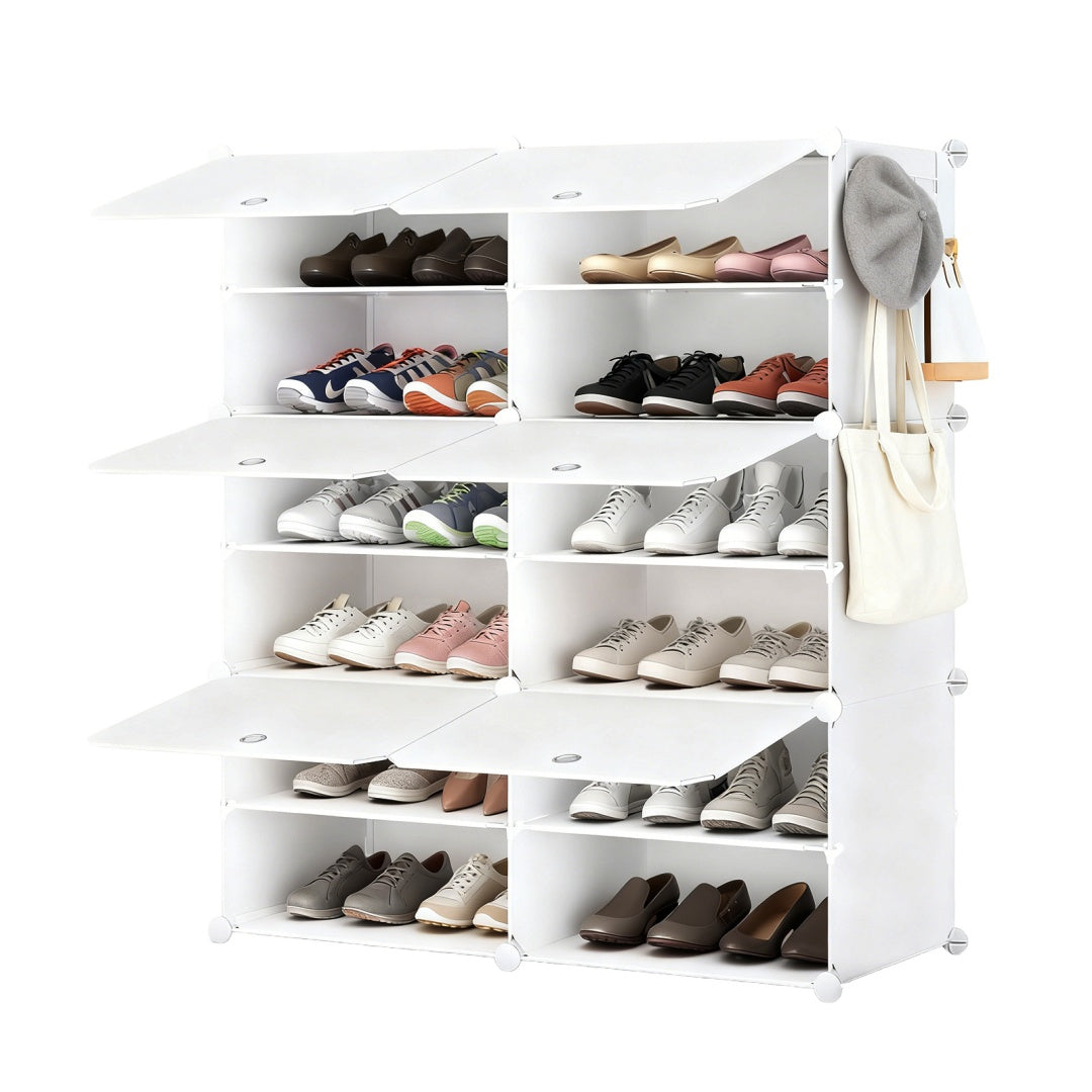 Shoe Rack Storage Cabinet, 8-layer Shoe Storage Cabinet With Door, Stackable And Detachable Shoe Storage Cabinet