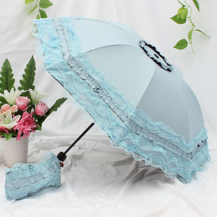 Folding Lace Black Glue Sunscreen And UV Protection Sun Umbrella