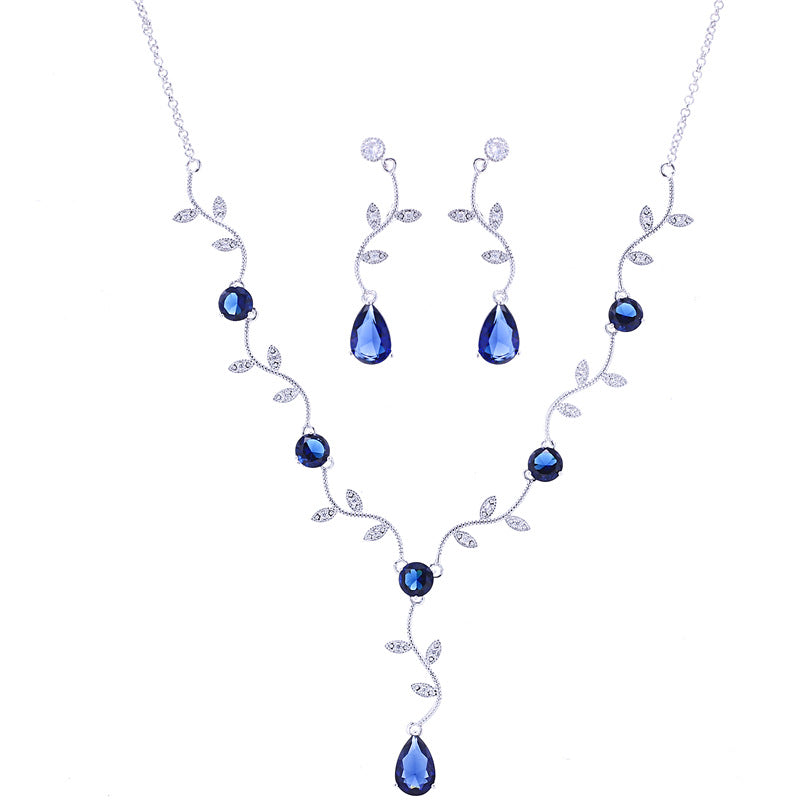 High Quality Zircon Necklace Full Diamond Jewelry Set