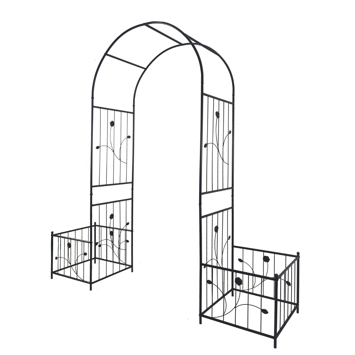 Metal Garden Arch With Plant Stands 79.5W X 86.6H Climbing Plants Rose Support