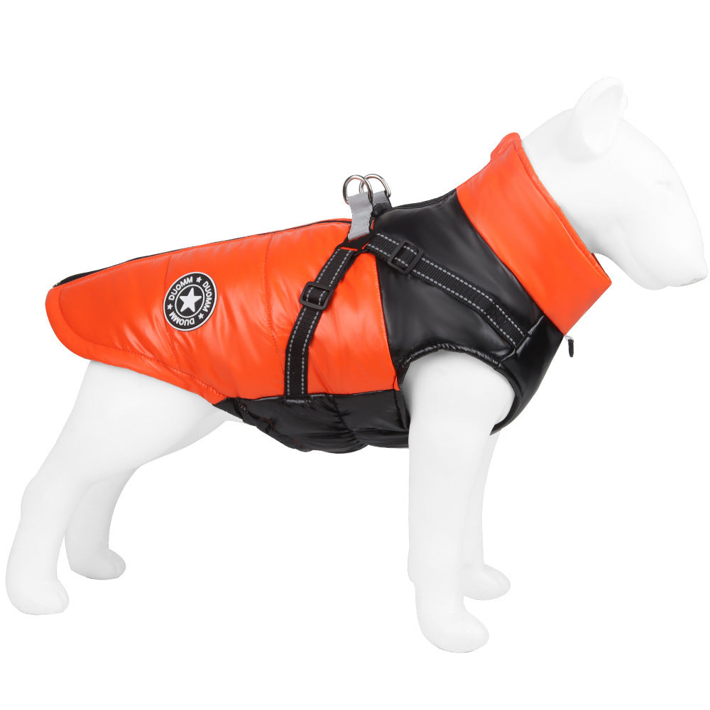 Windproof and warm reflective harness for dogs