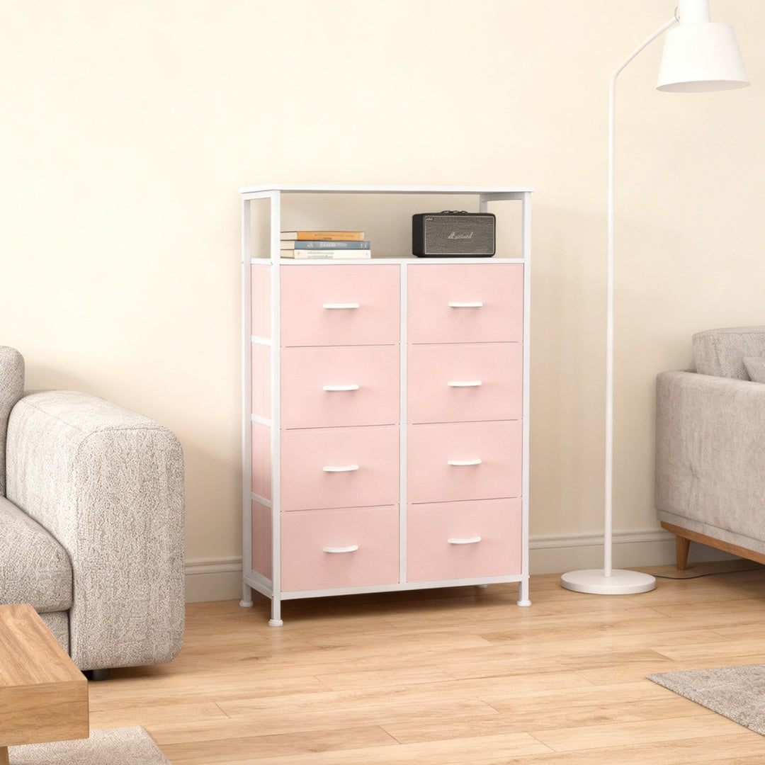 8-Drawer Fabric Dresser With Open Shelf, 45.9-inch Tall Storage Cabinet For Bedroom Closet Organization