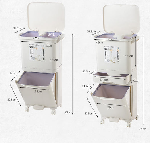 Japanese Style Trash Can Double Layer Sorting For Household Kitchen With Lid