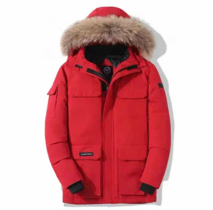 Cotton padded jacket with medium and long woolen collar